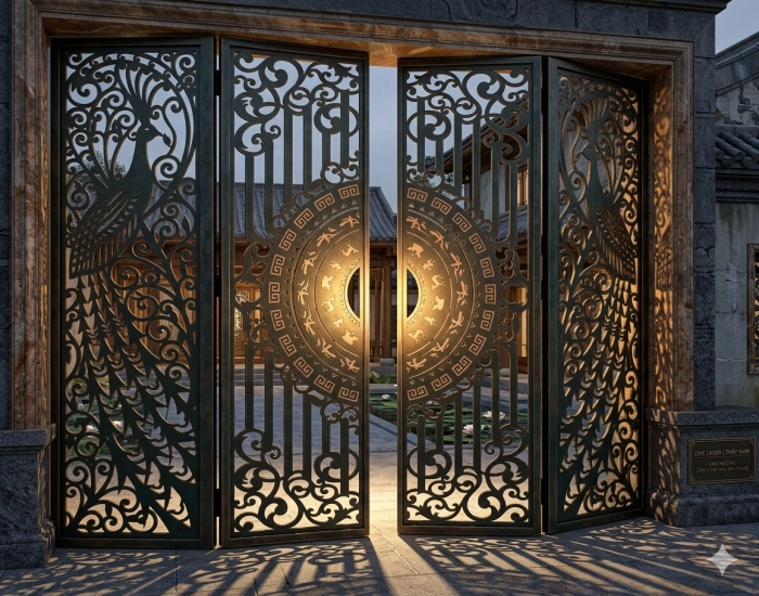 Quy trình tạo ra một bộ hoa văn cổng cửa bằng công nghệ CNC Laser tại thép Kim Đồng